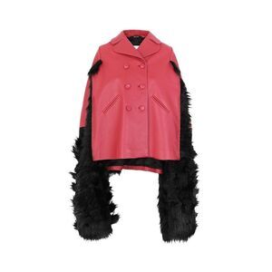 Maison Margiela Faux Fur Trimmed Leather Cape Women's Jacket